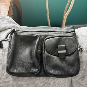 Daniel Leather Grey/silver Crossbody Bag with Front Pockets